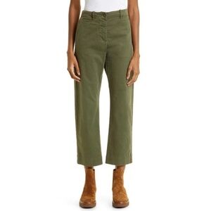Nili Lotan Tomboy Clover Green Straight Cropped Pants Size 0
